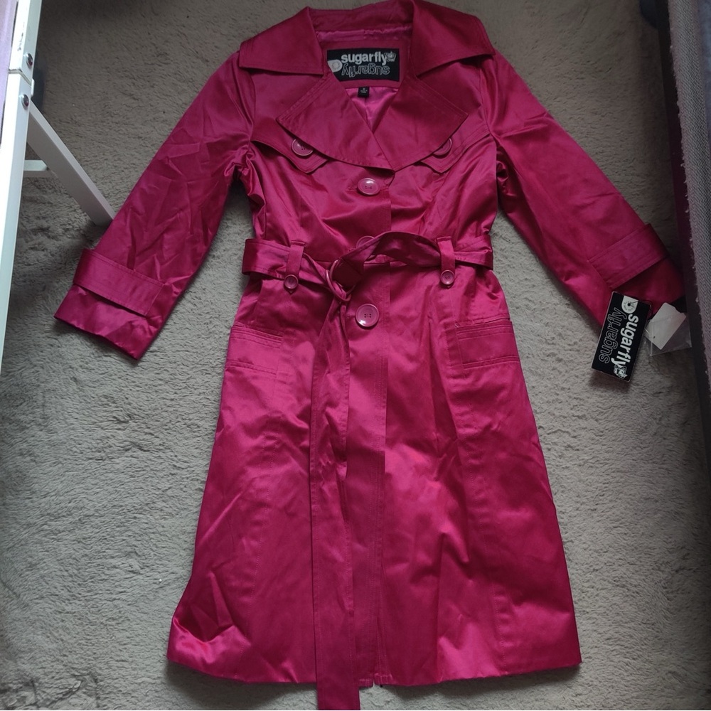 Sugarfly Fuchsia Trench Coat